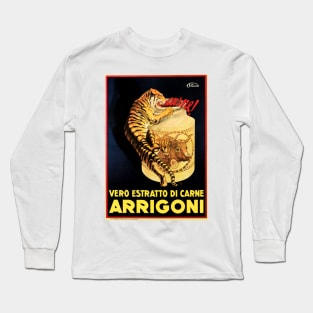 TIGER ARRIGONI Real Meat Extract Vintage Italian Art Deco Food Advertising Long Sleeve T-Shirt